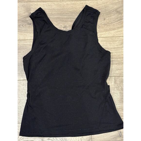 Lululemon Women’s Size 6 Athletic Tank Top Black Cut Out Back Mesh For The Run - Picture 1 of 7